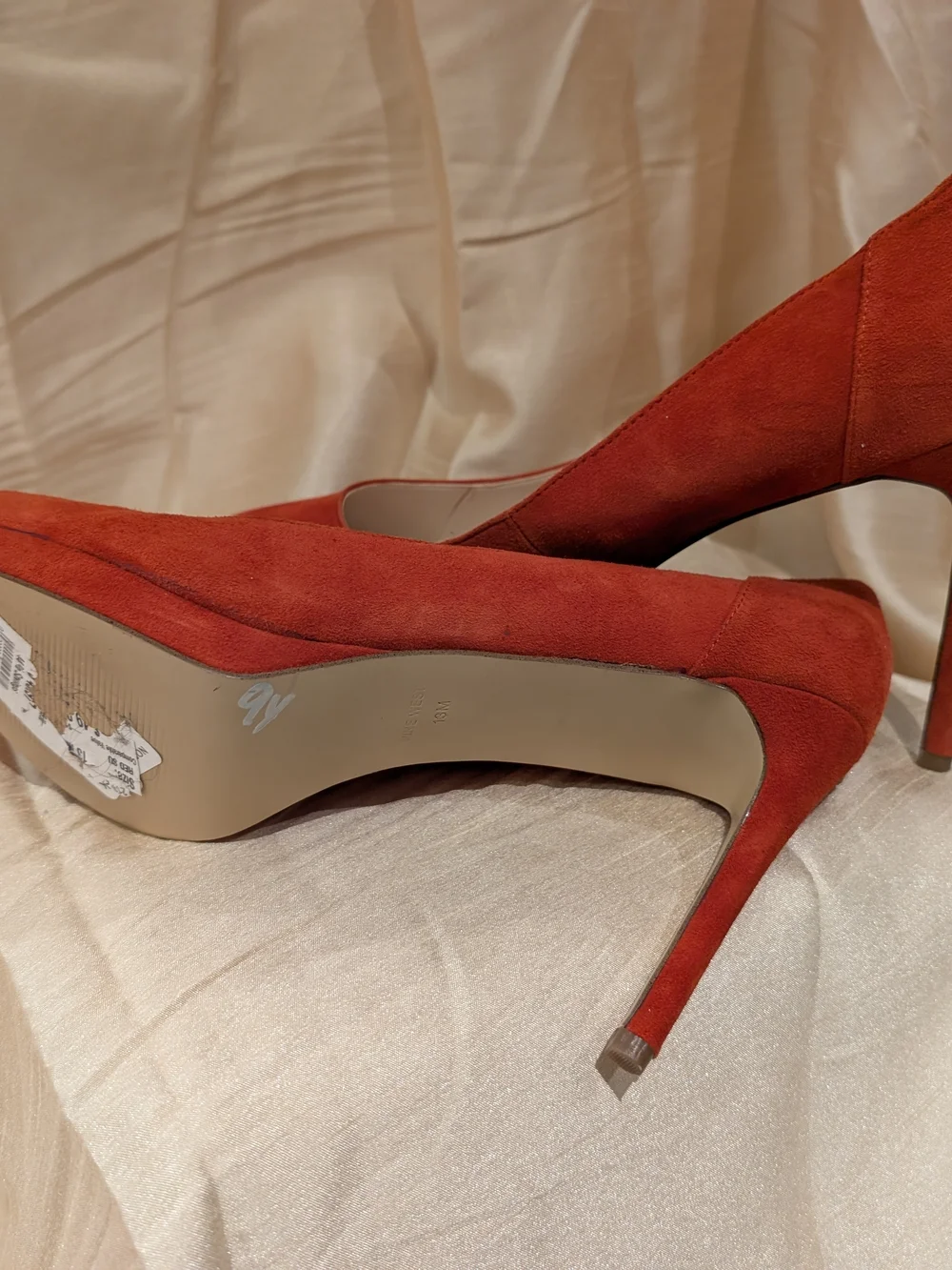 Classic Red Suede High Heel Pumps - Women's Dress Shoes - Picture 5 of 5